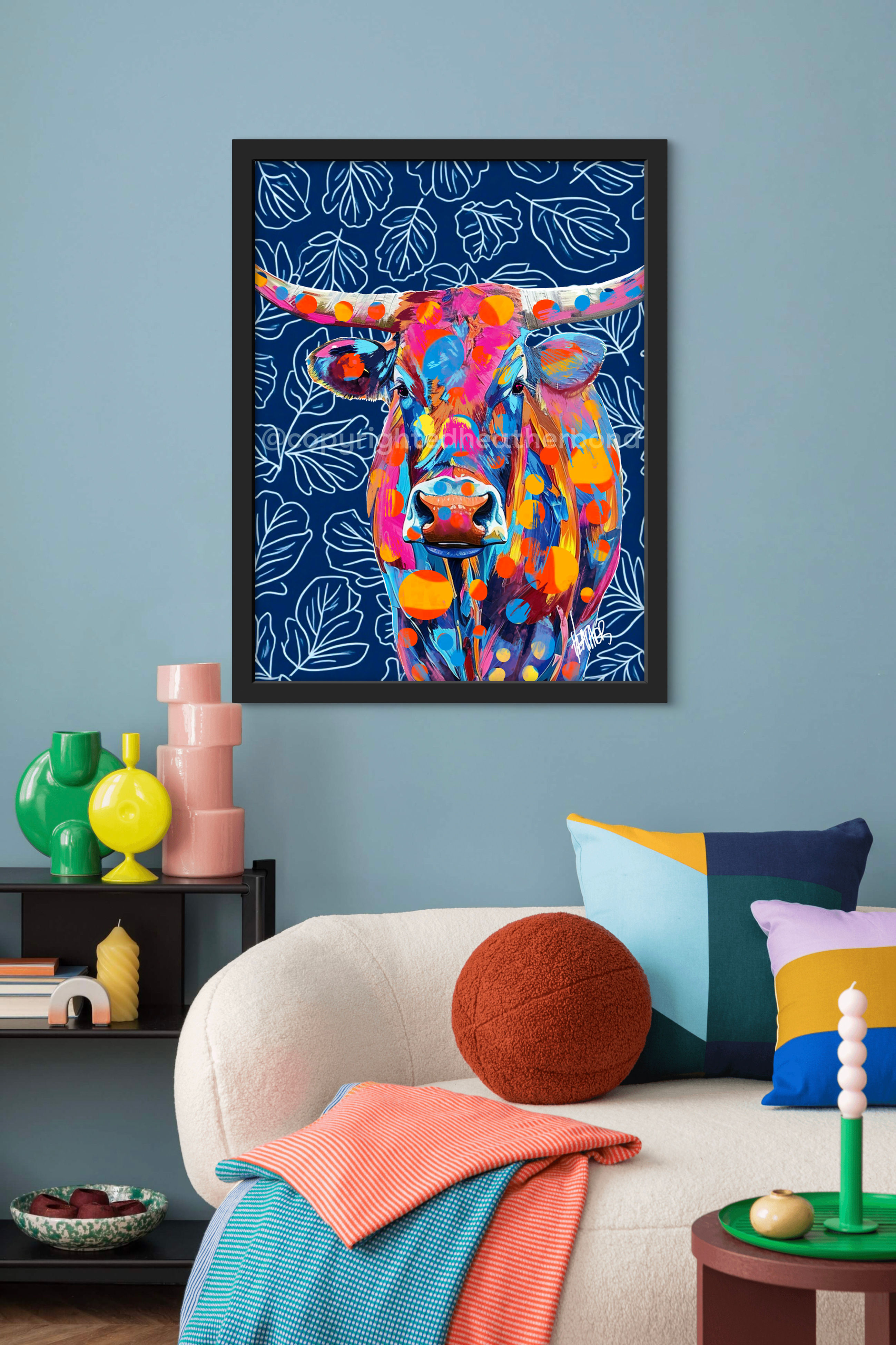 A Bold Bull 16x20 framed print on canvas 