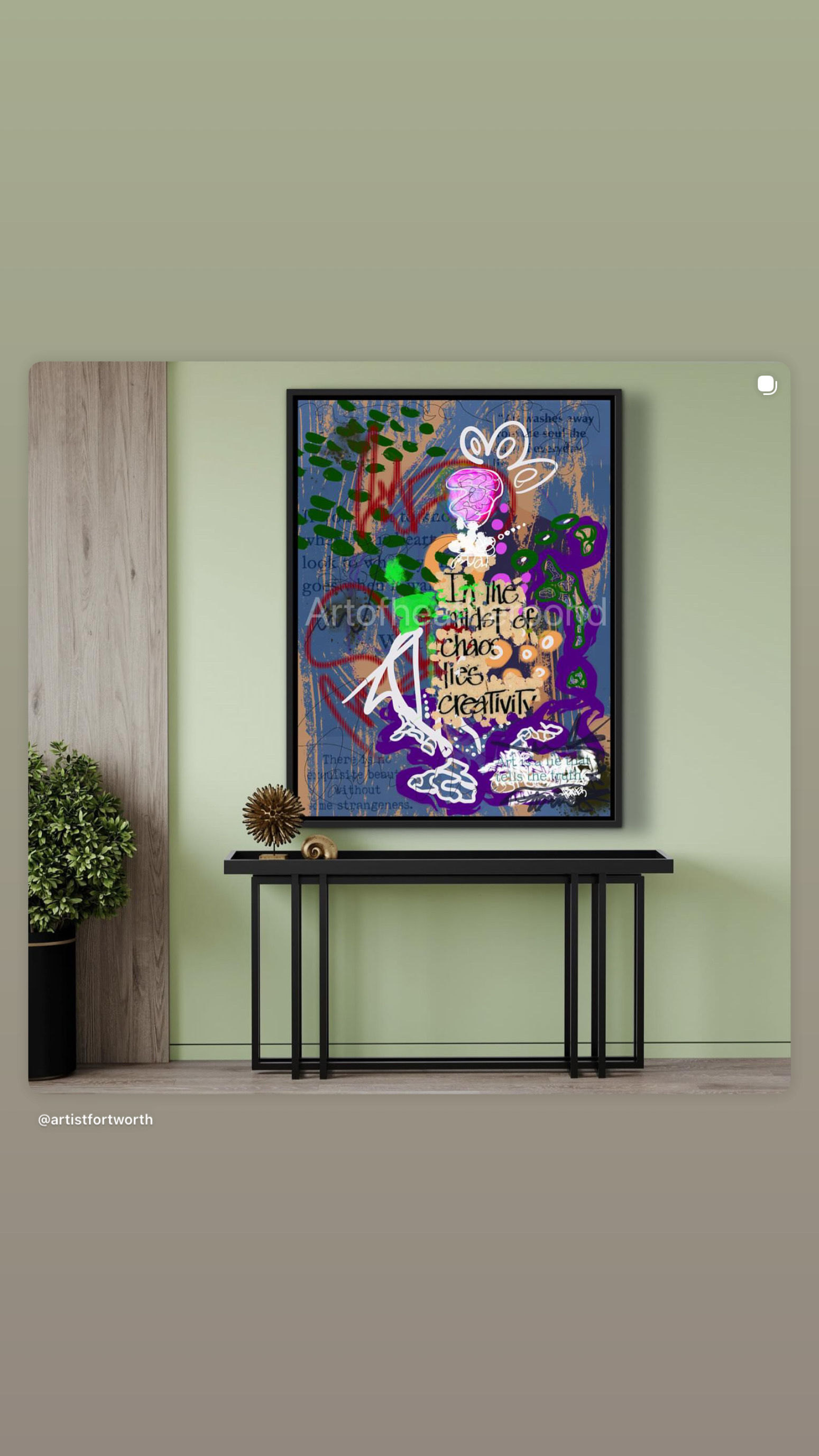 In the midst of Choas lies Creativity 12x8 acrylic print by Heather Bond 