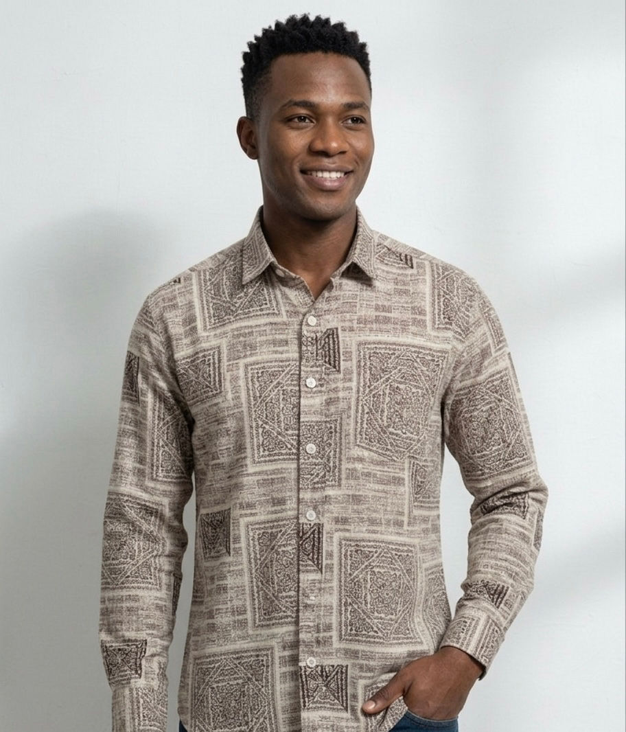 Thumbnail: Maroon abstract design shirt 