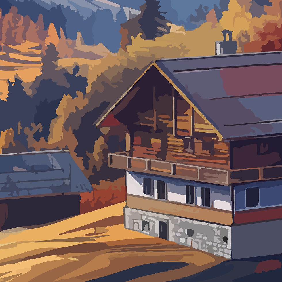 Miniature : Affiche CHALET SUR LA COLLINE – Art mural ambiance montagne | THE EAST MOUNTAIN