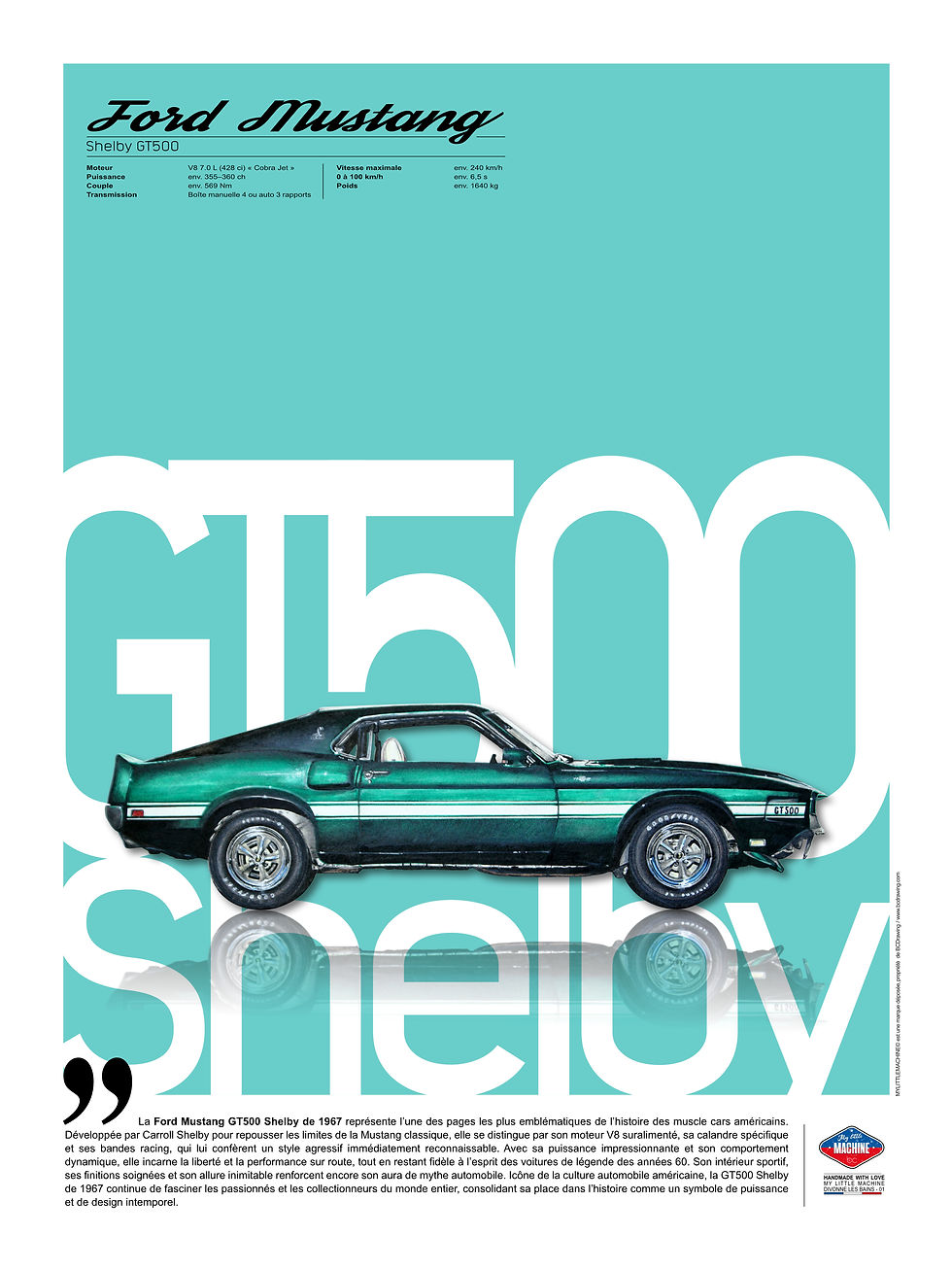 Miniature : Affiche Ford Mustang Shelby GT500 1967 - Muscle car US | MY LITTLE MACHINE