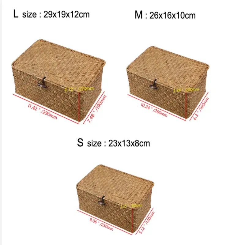 Thumbnail: Wicker Woven Storage Basket With Lid