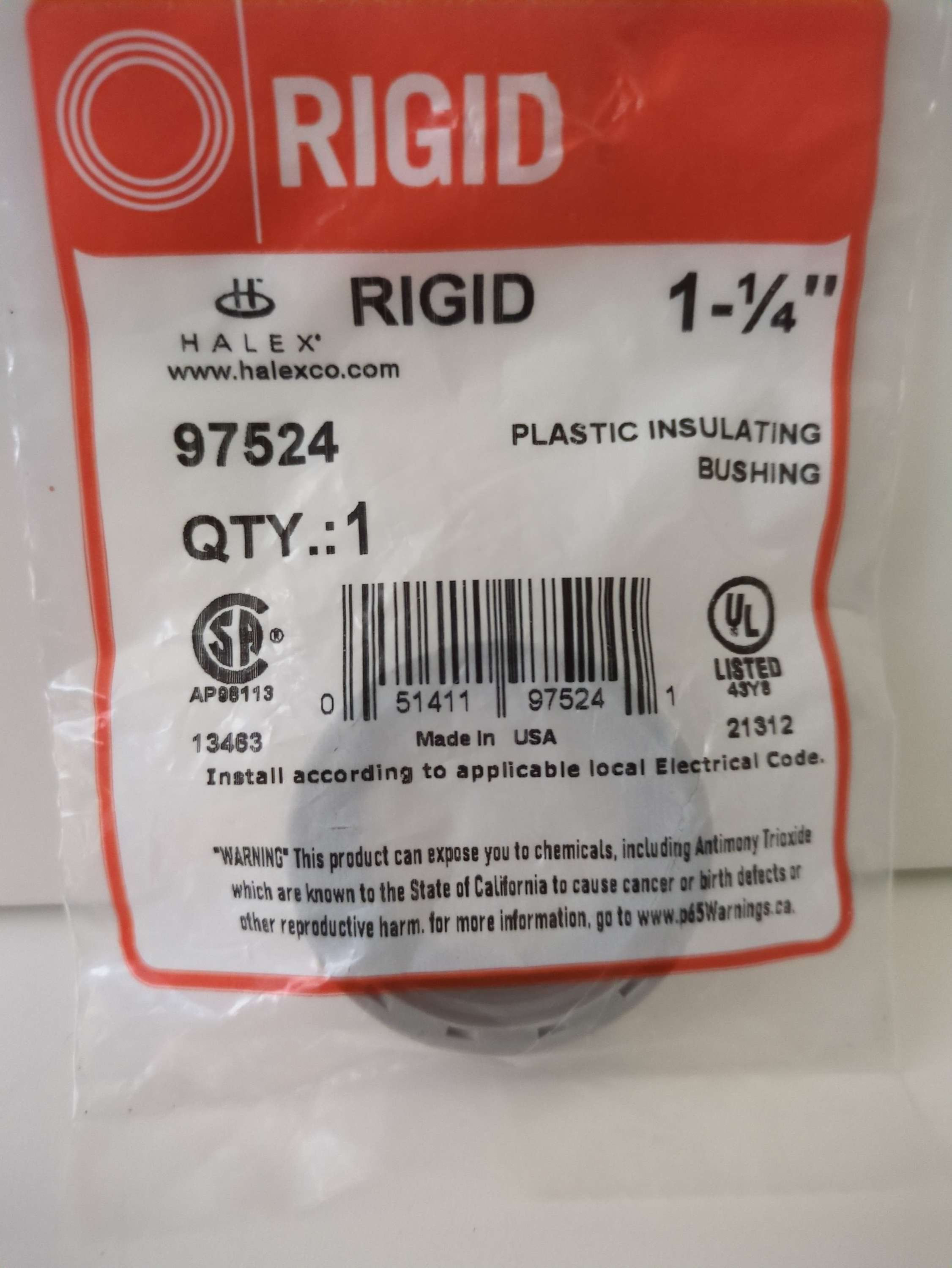 Halex Bushing 1 1/4" Plastic Rigid 