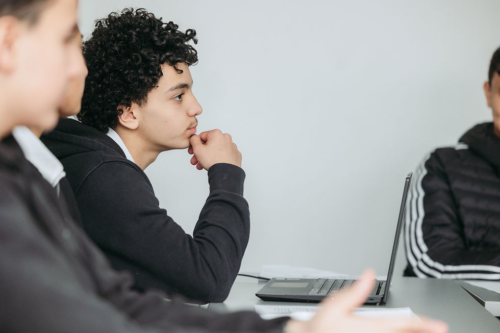 Boy paying attention to class