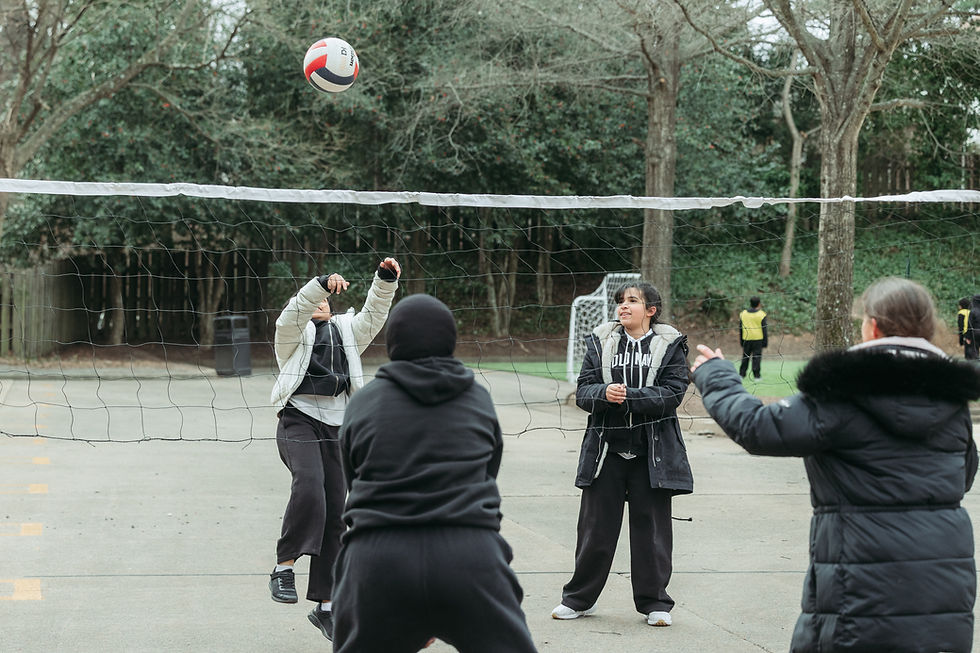 Girls playing volleyball