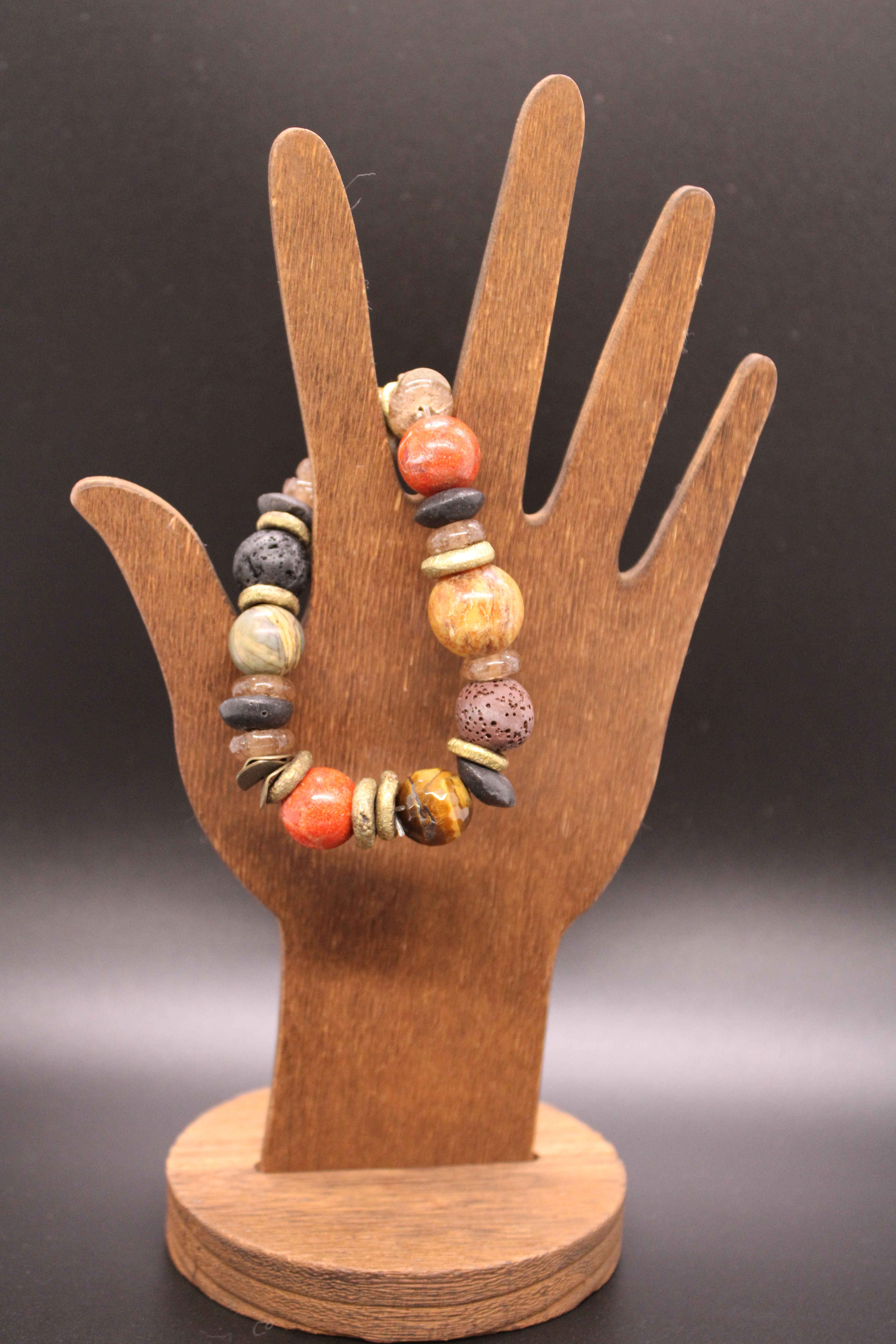 Amber & gemstone stretch bracelet