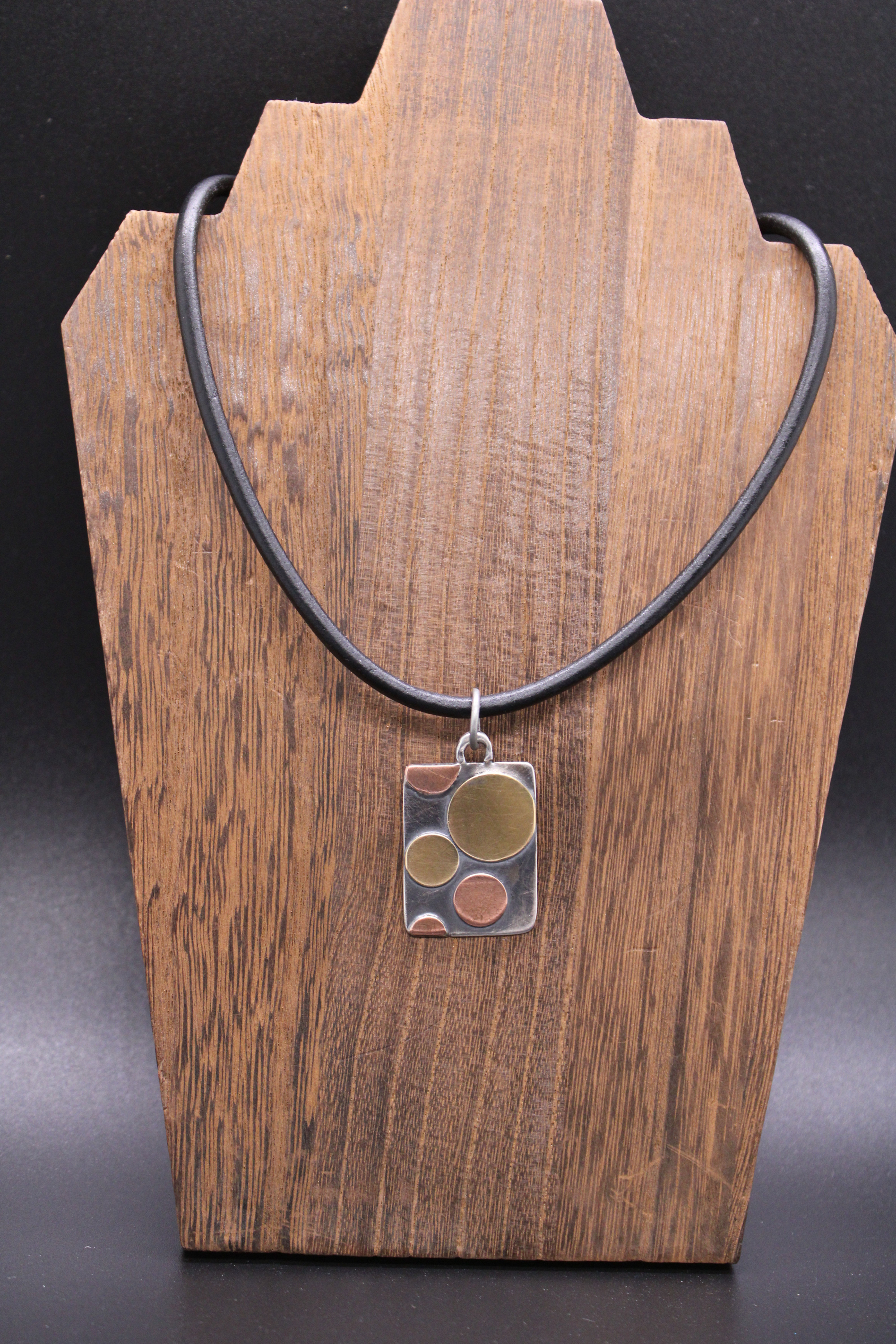 Leather Cord necklace with handmade sterling silver pendant