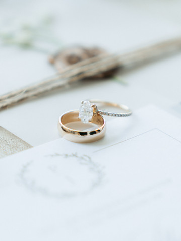 Gold wedding band and diamond ring