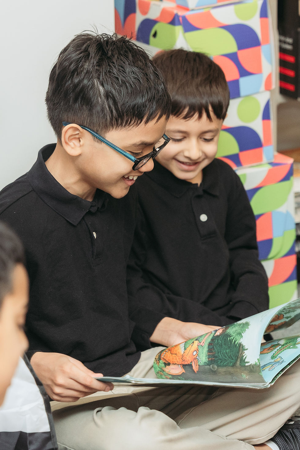 Boys reading in class