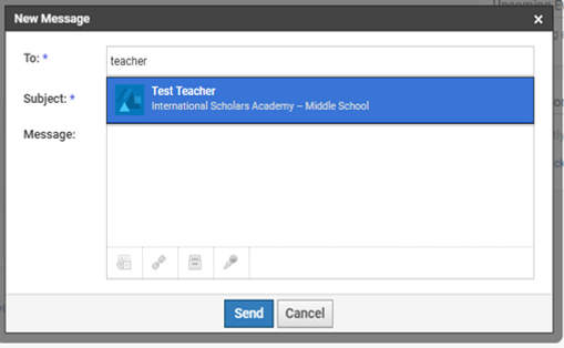 Schoology new message for teacher tab screenshot