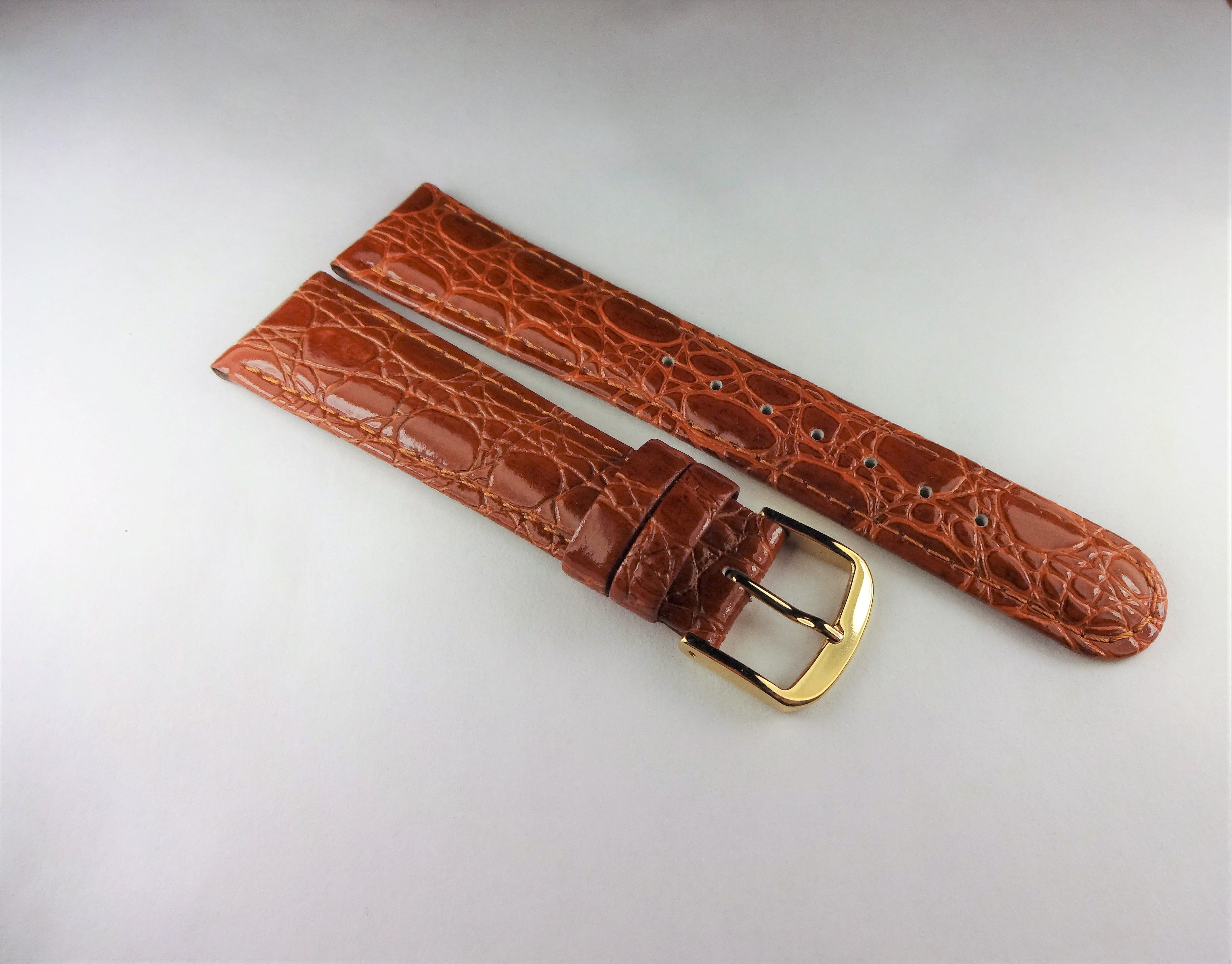 Replacement Hadley-Roma 19mm Brown Genuine Baby Croco Grain on Calf