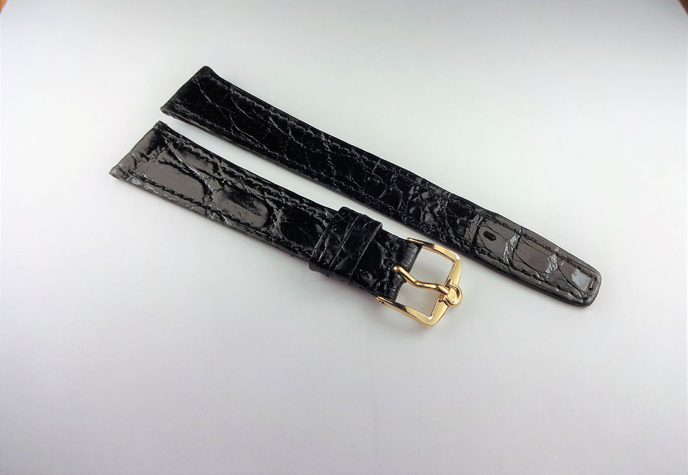 Omega 18mm Black Genuine Crocodile