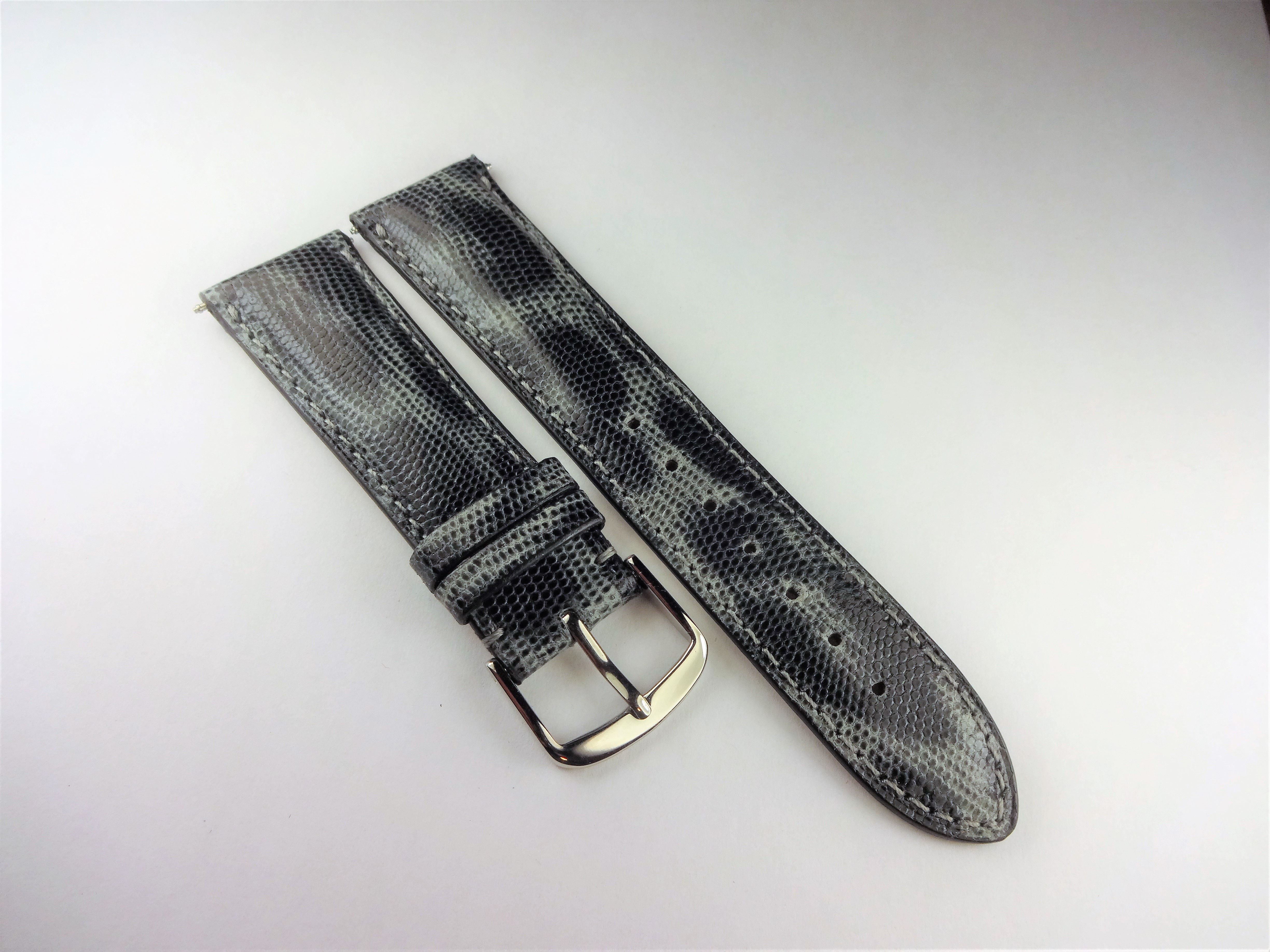 Replacement 20mm Gray Genuine Leather Lizard Grain