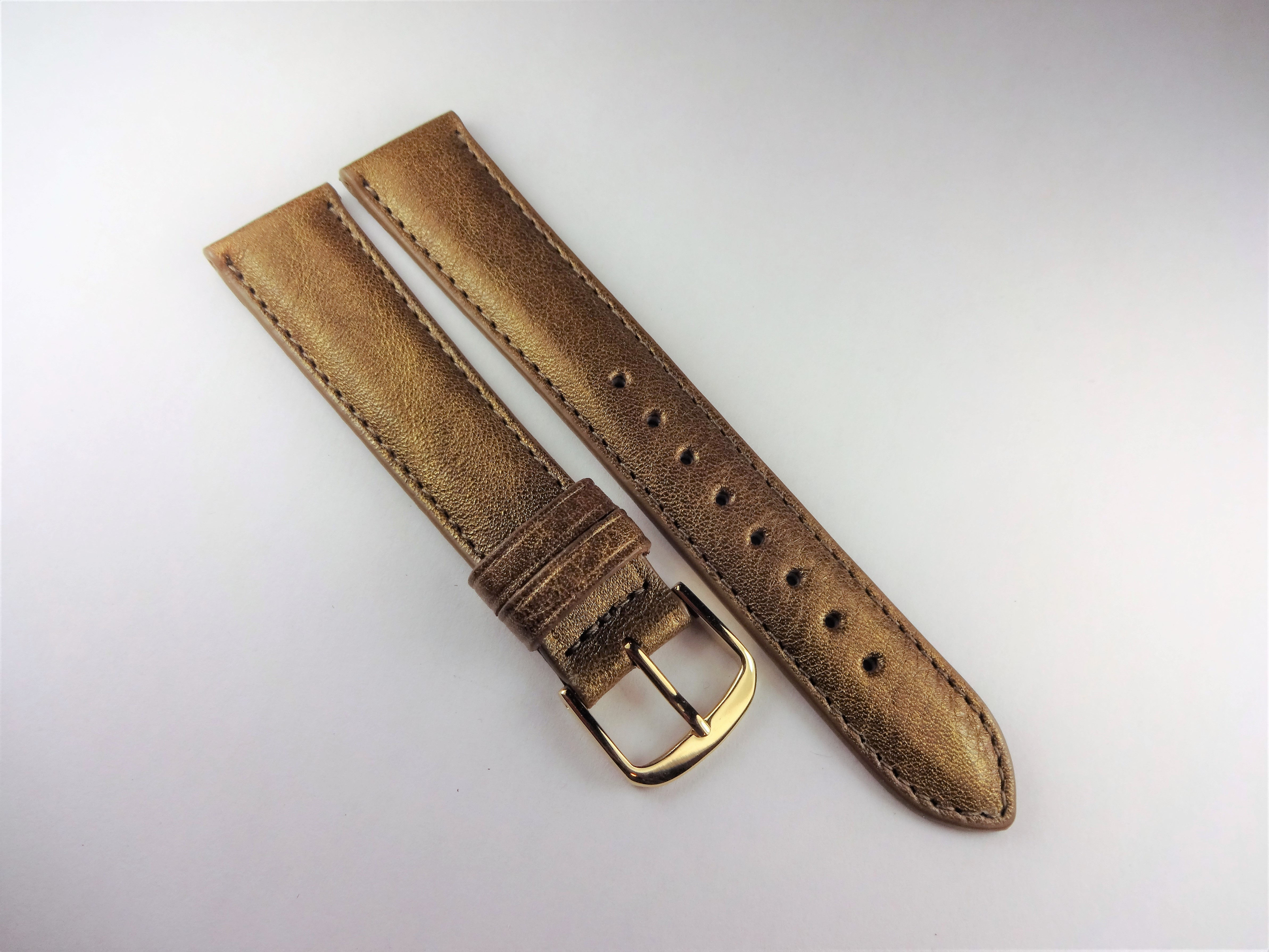 Replacement 18mm Gold Brown Genuine Calfskin