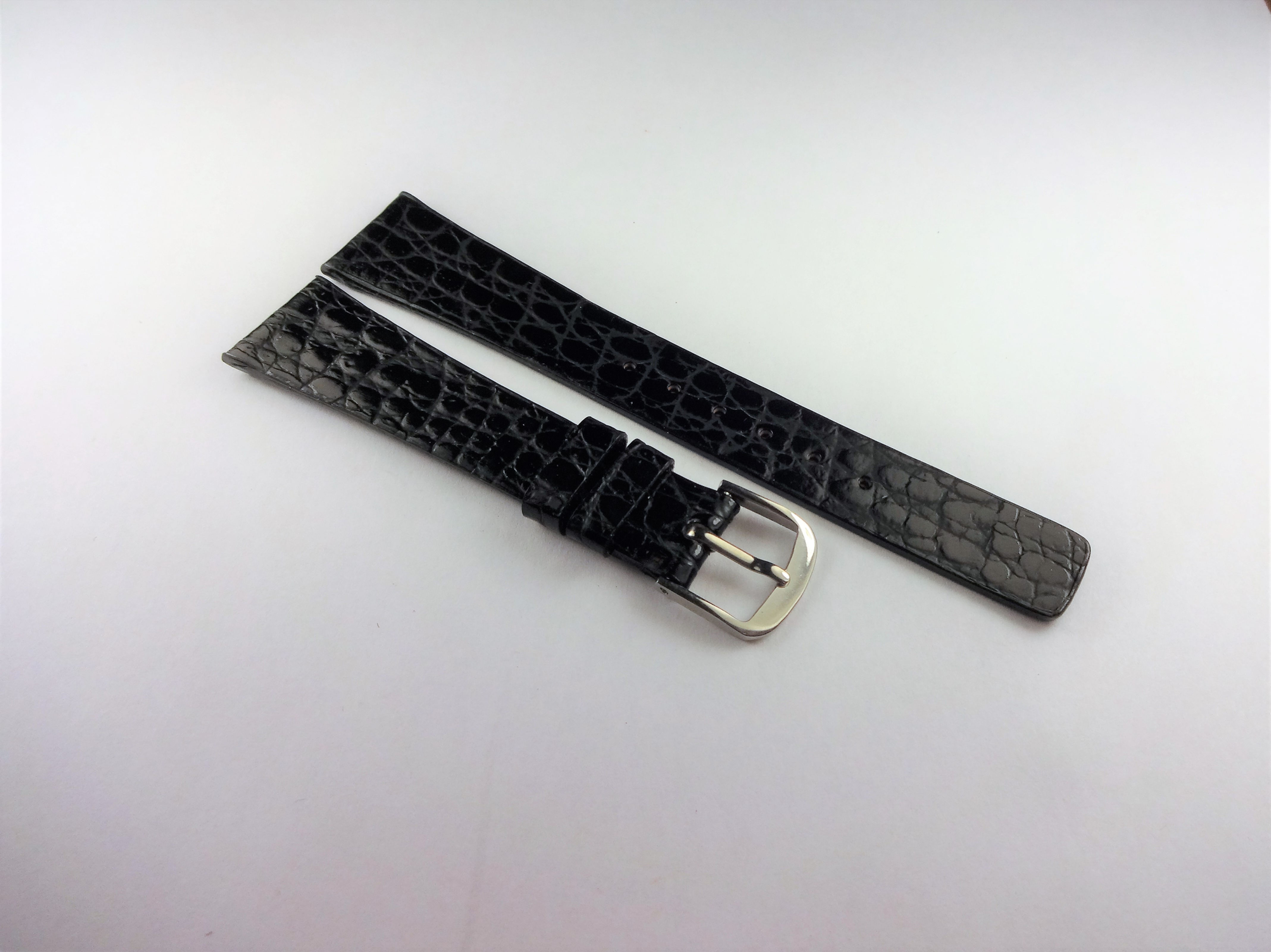 Concord 16mm Black Genuine Leather Crocodile Grain