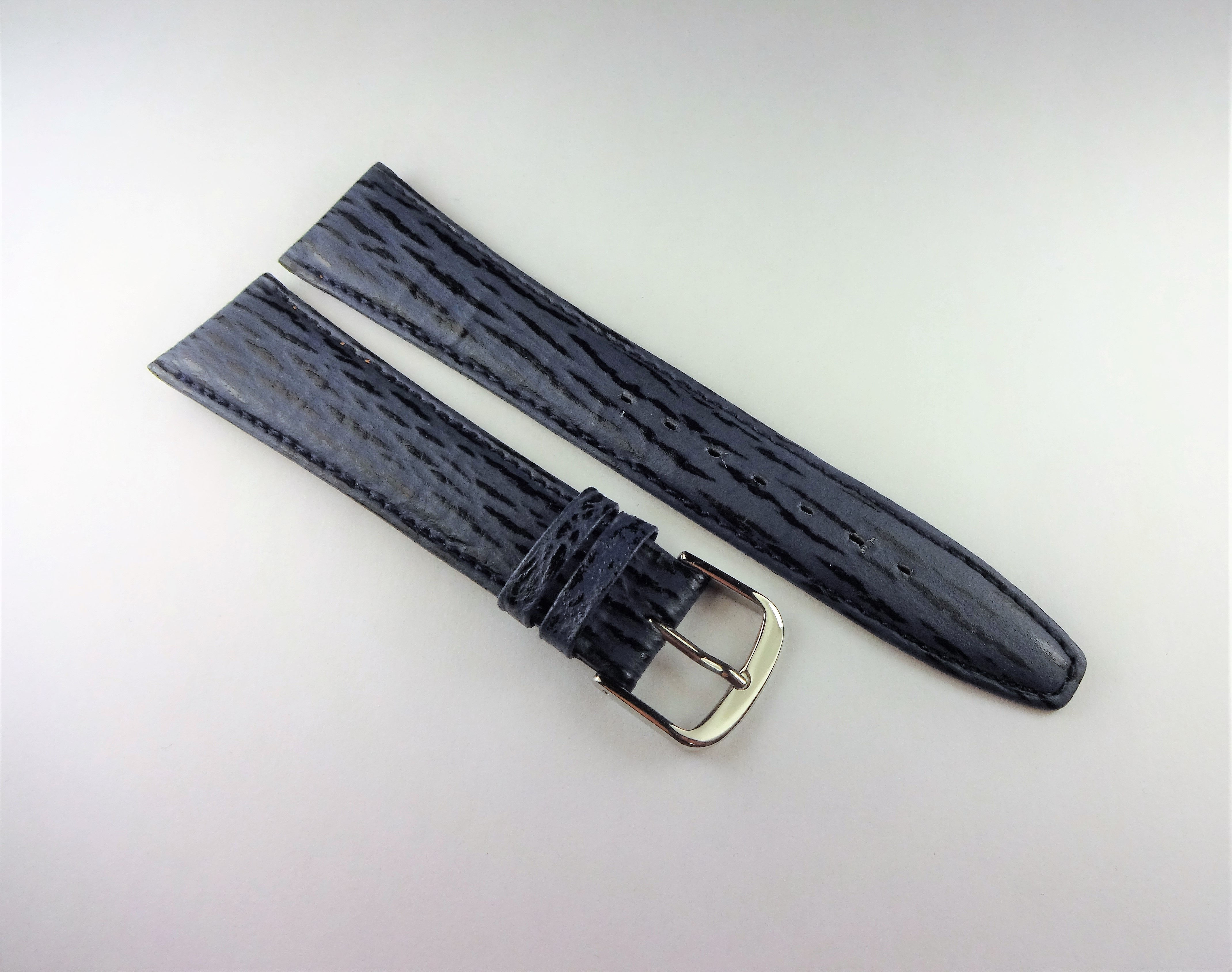 Replacement 19mm Blue Genuine Leather Sharkskin Grain