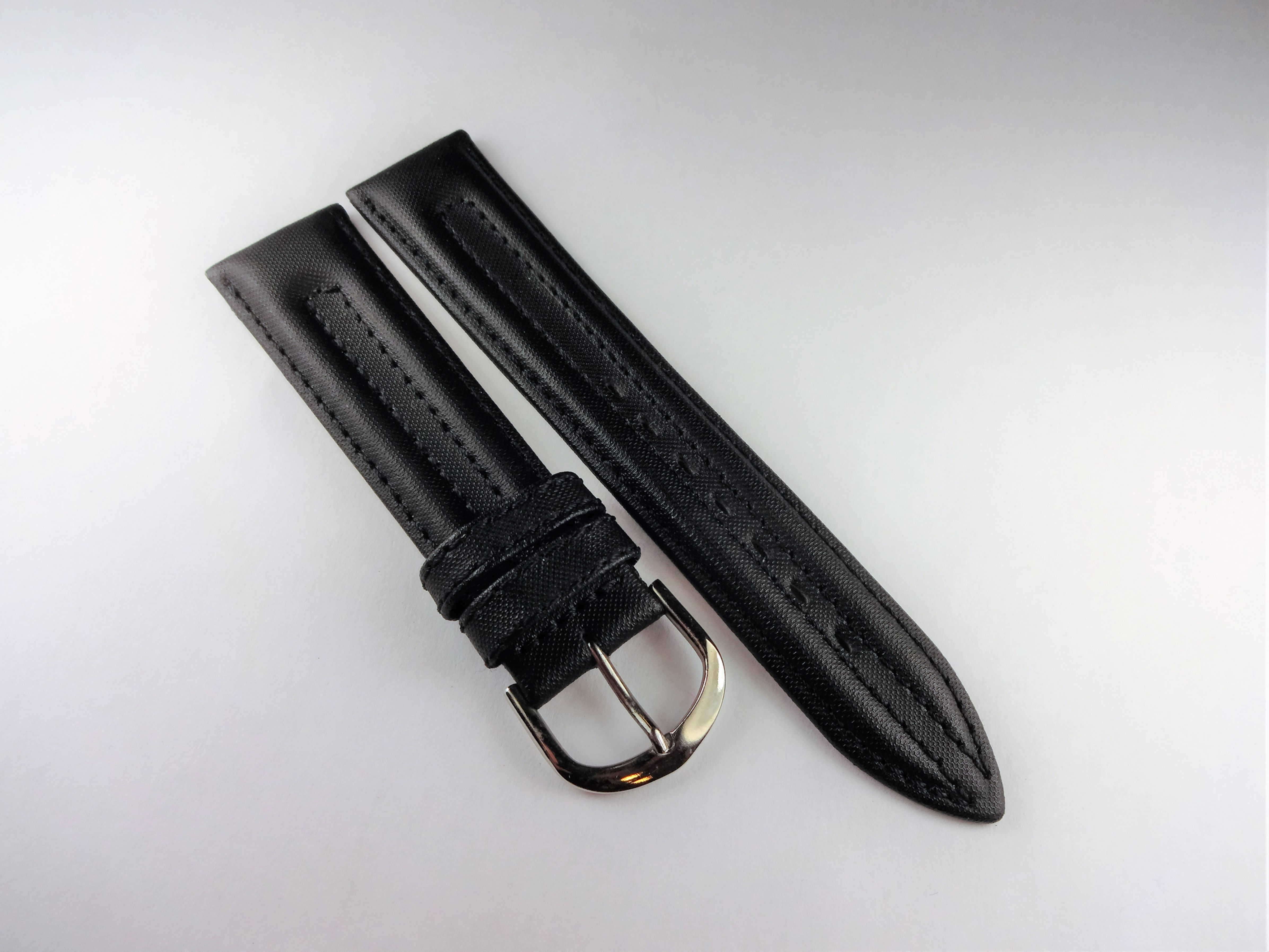 Replacement 20mm Black Genuine Rubberized Leather