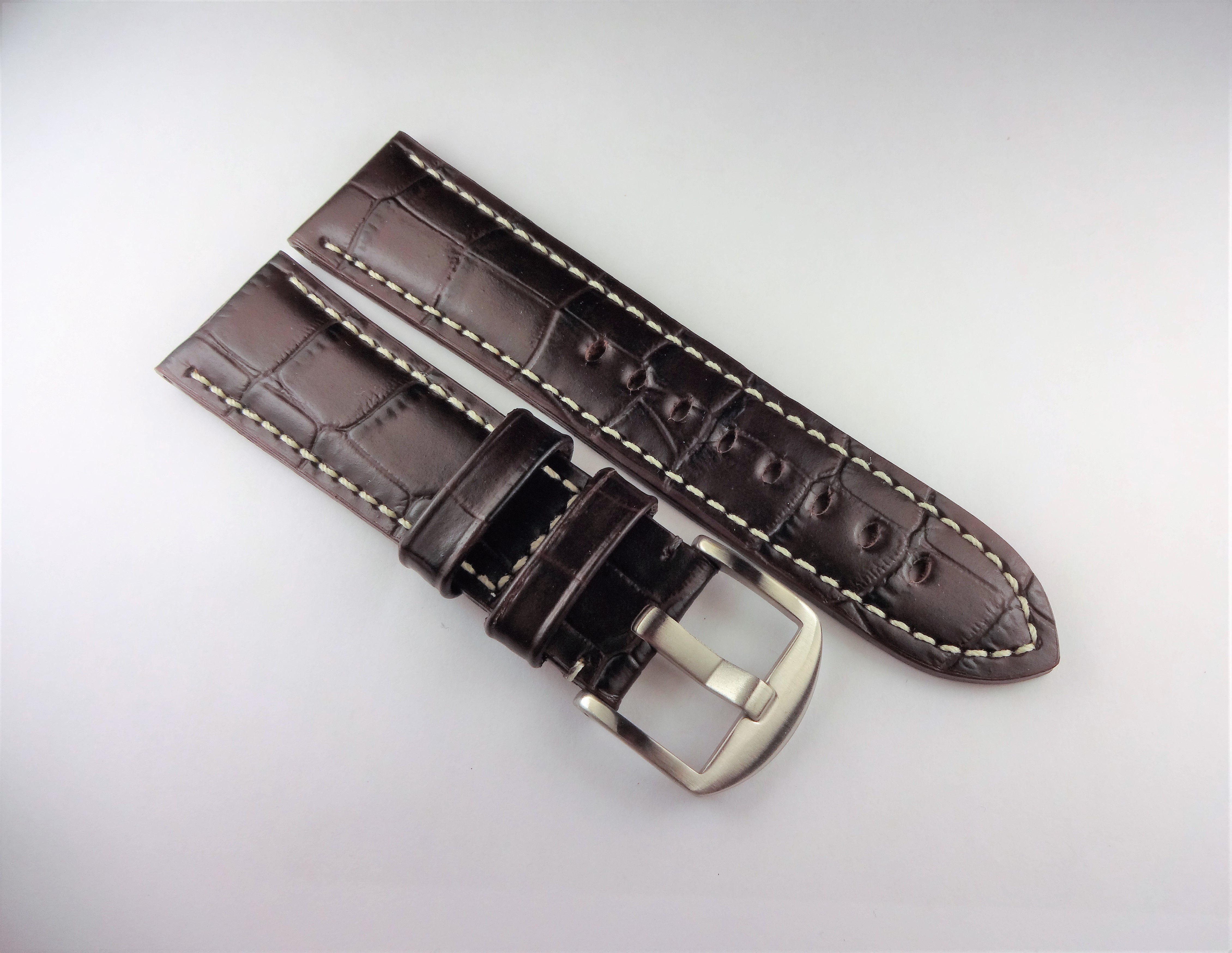 Replacement Hadley-Roma for Panerai 24mm Dark Brown Genuine Leather Alligator