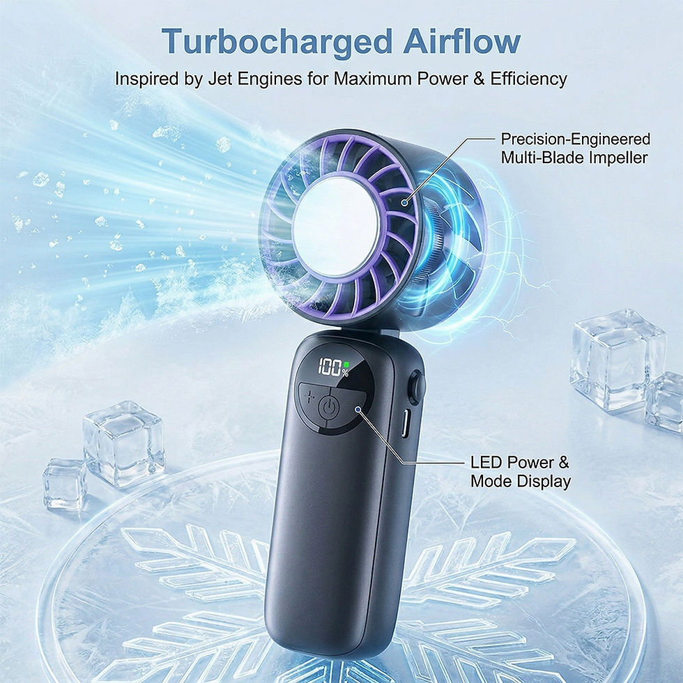 Thumbnail: Ice Cooling High-Speed Handheld Fan Black Purple | 2400mAh Rechargeable USB Type