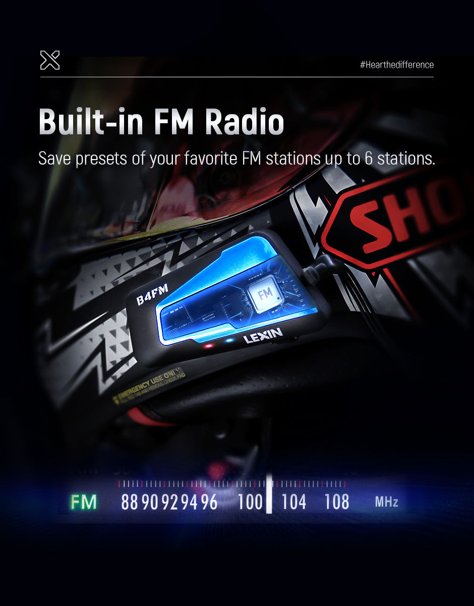 Thumbnail: Brand Lexin LX-B4FM-X for 10 Riders Intercom Motorcycle Bluetooth Helmet Headset