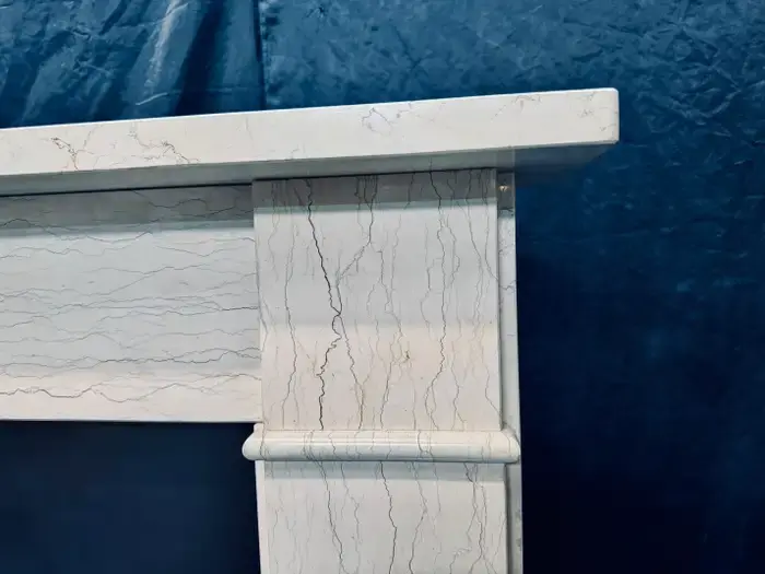 Thumbnail: Late 19th Century Victorian Manner Veined Marble Fireplace Surround.