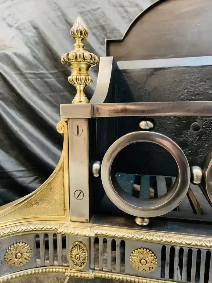 Thumbnail: Substantial Early 19th Century Regency Brass and Steel Fire Grate Basket