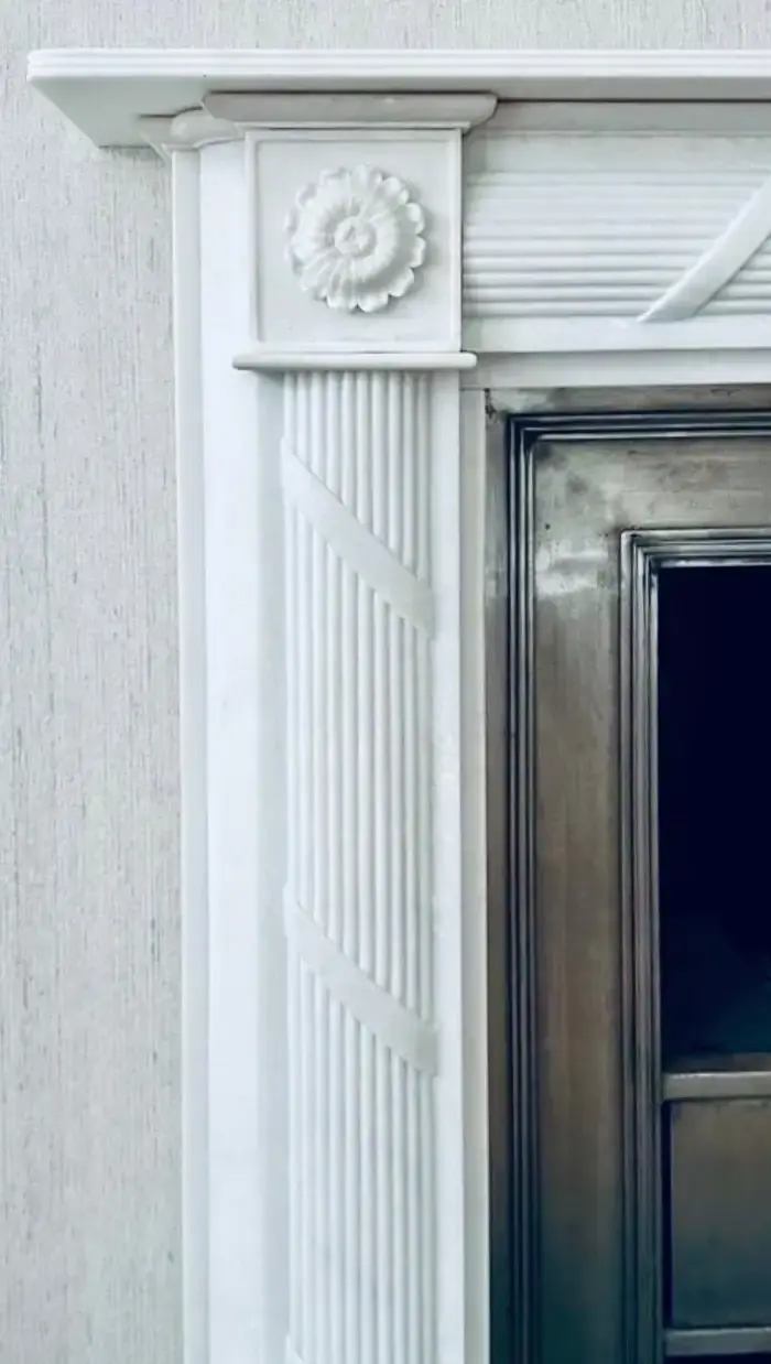 Thumbnail: 19th Century Statuary Marble Regency Style Carved Fireplace Surround