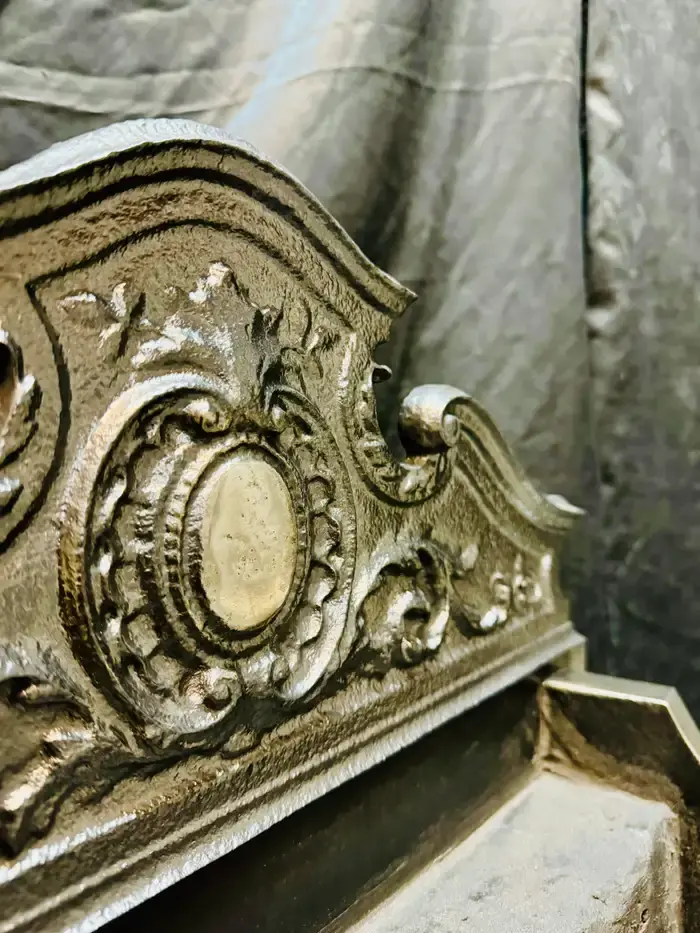 Thumbnail: A 19th Century Victorian Rococo Manner Cast Iron & Brass Fire Grate Basket.
