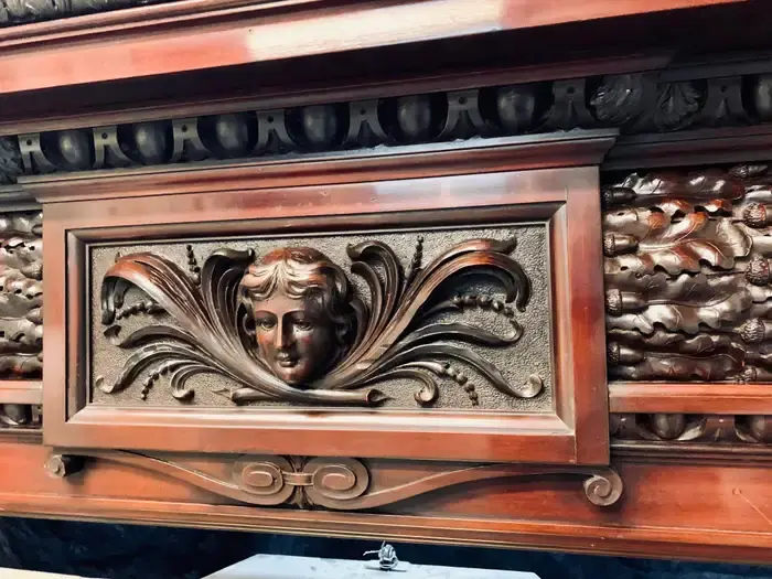 Thumbnail: 19th Century Carved Walnut Fireplace Surround