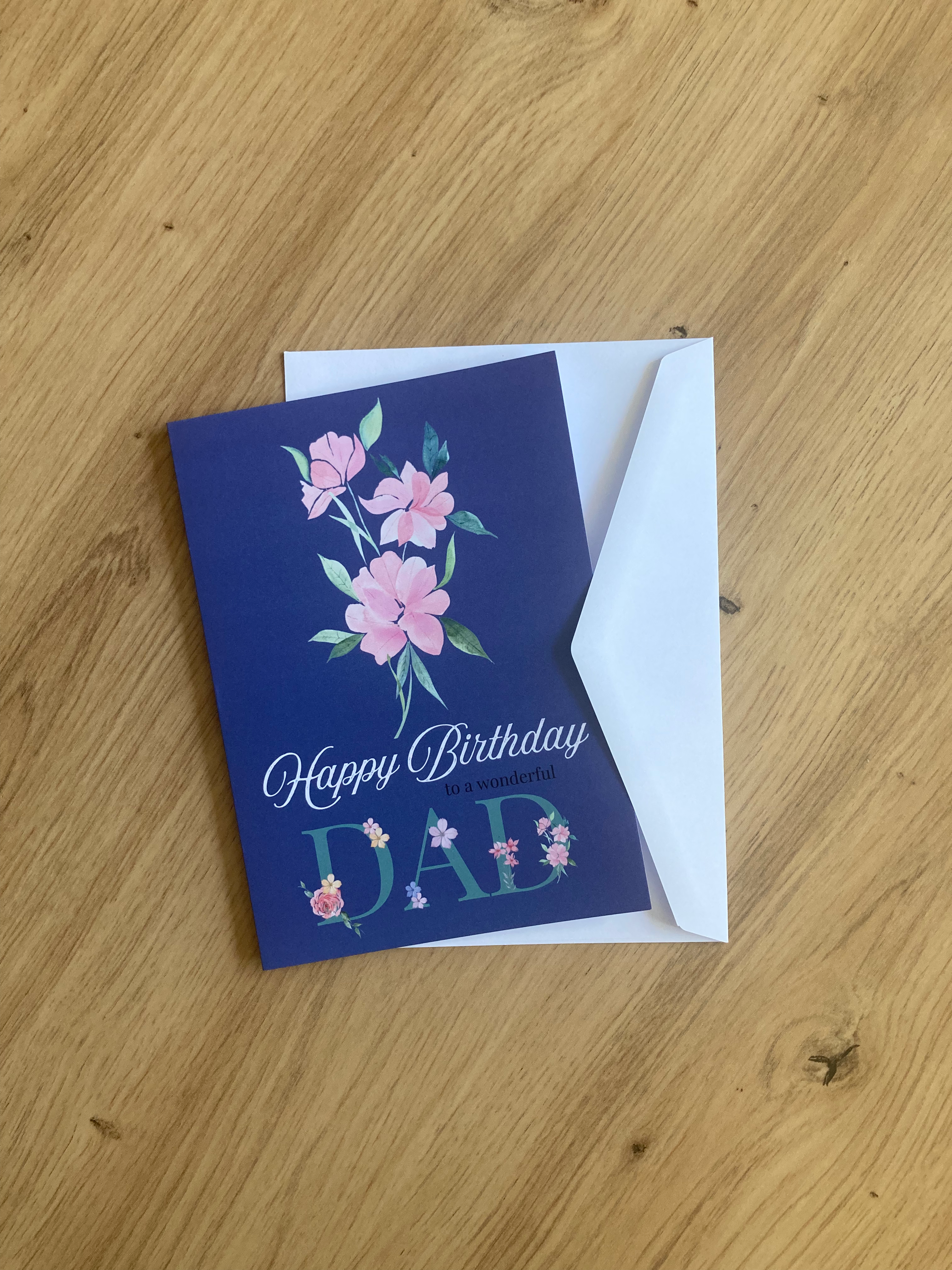 Happy Birthday Dad Luxury Greeting Card, White, A5 Size, Blank Inside