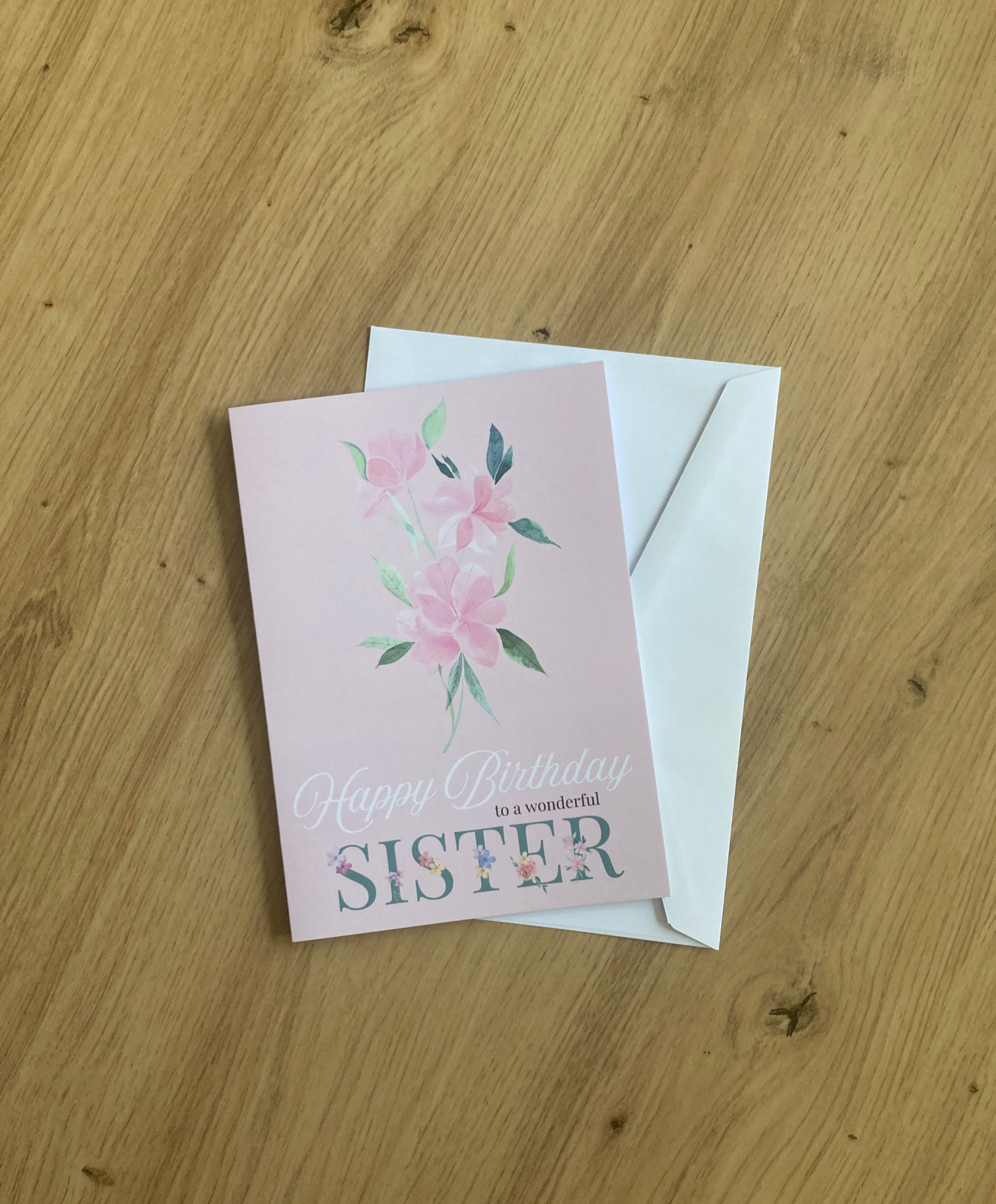 Happy Birthday Sister Luxury Floral Greeting Card, A5 Size, Blank Inside
