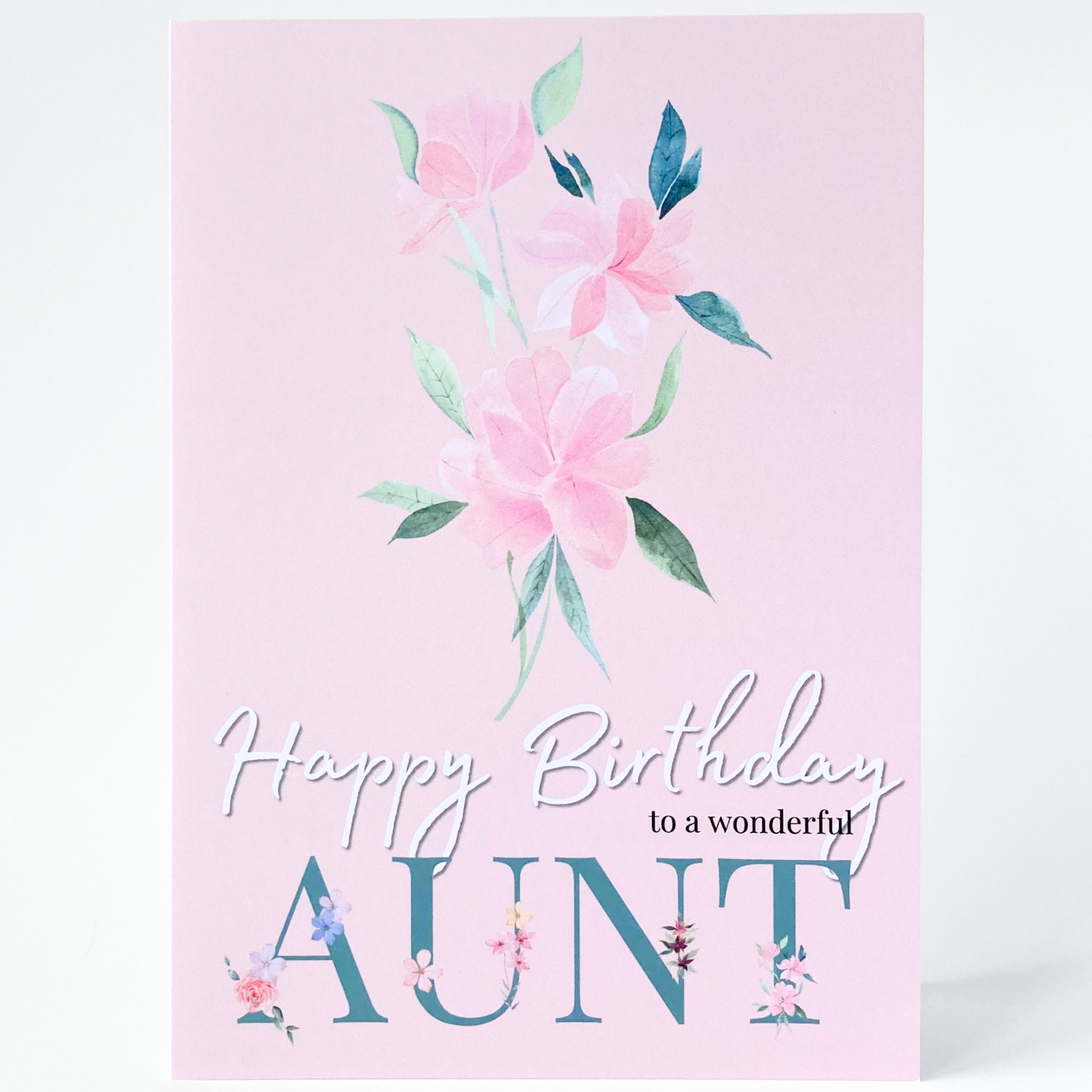 Happy Birthday Aunt Luxury Greeting Card, Green, A5 Size, Blank Inside