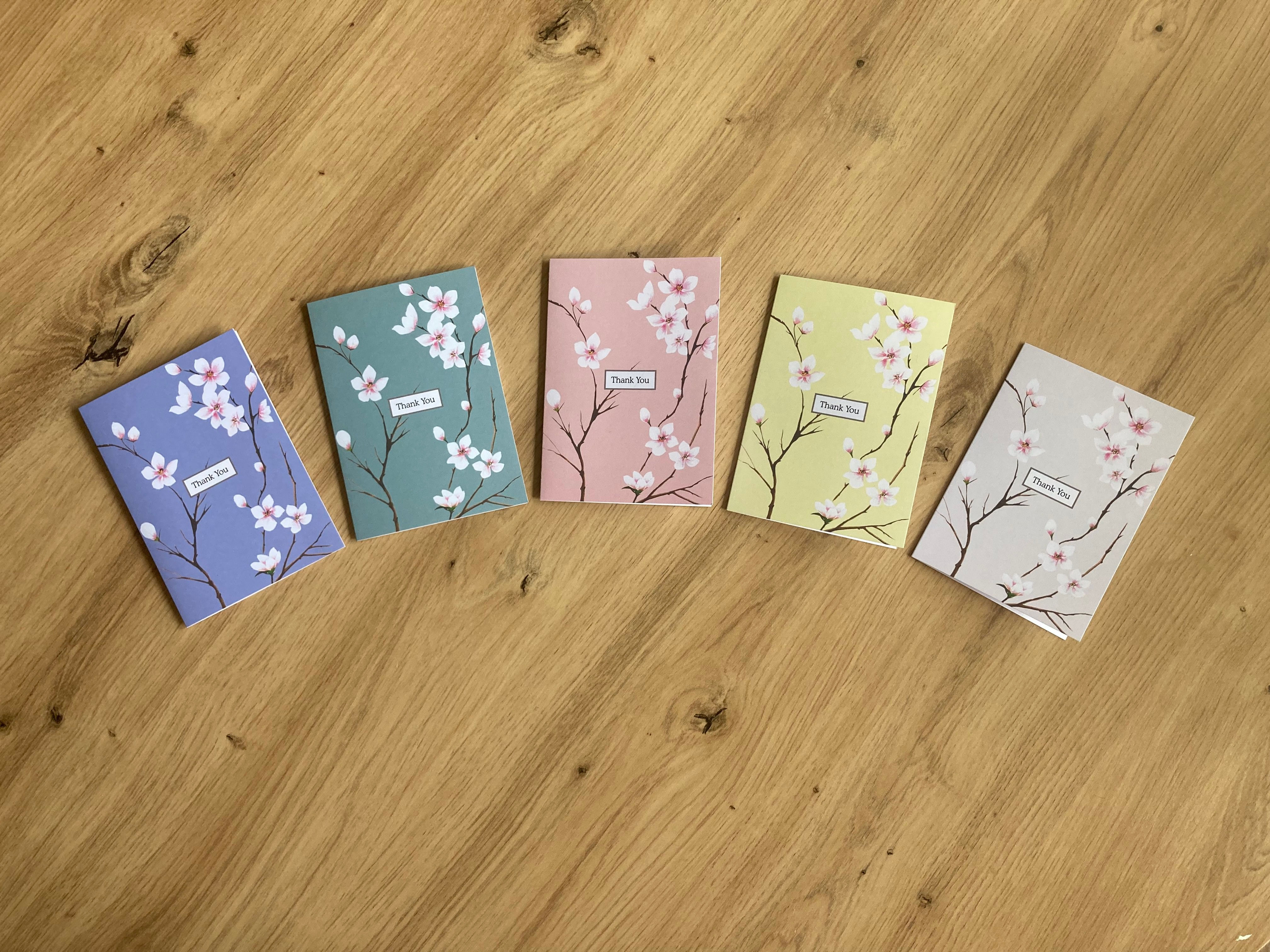 Floral A6 Thank You Cards, Single or Multipack, Blank Inside, Eco Packaging