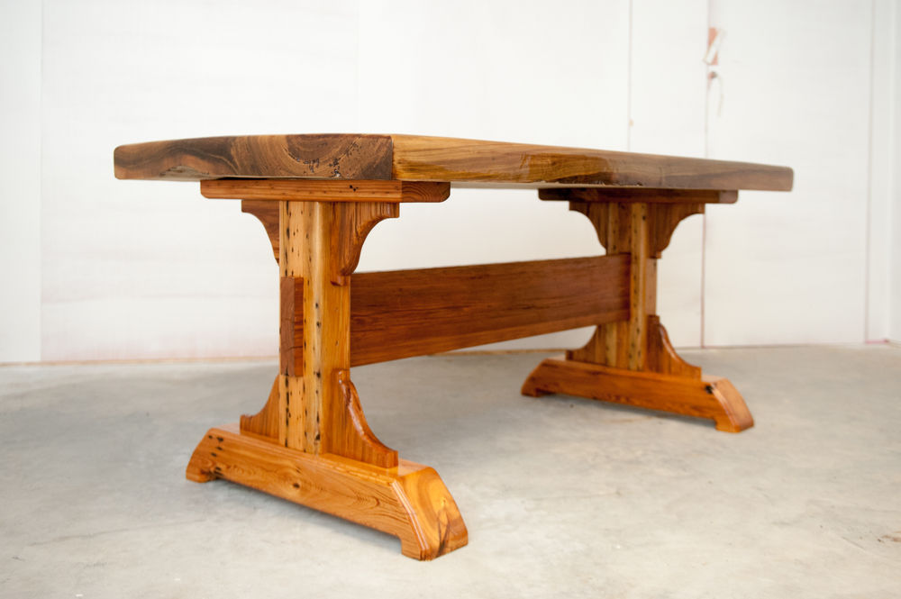 Sinker Cypress Dining Table with Trestle Legs