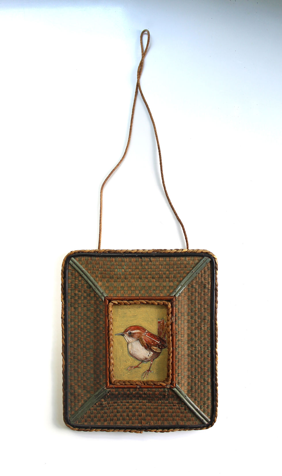 Thumbnail: Wren Painting: Antique Woven Cottagecore Frame