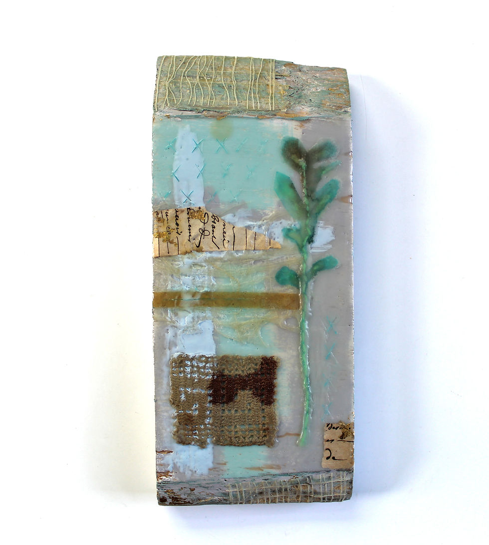 Thumbnail: "memory" soothing encaustic painting art textured reclaimed wood