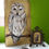 Thumbnail: original barred owl bird on branch painting on reclaimed wood antique paper