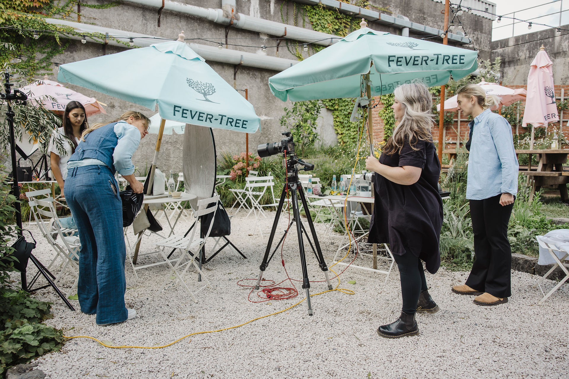 Photoshoot on location in a garden bar