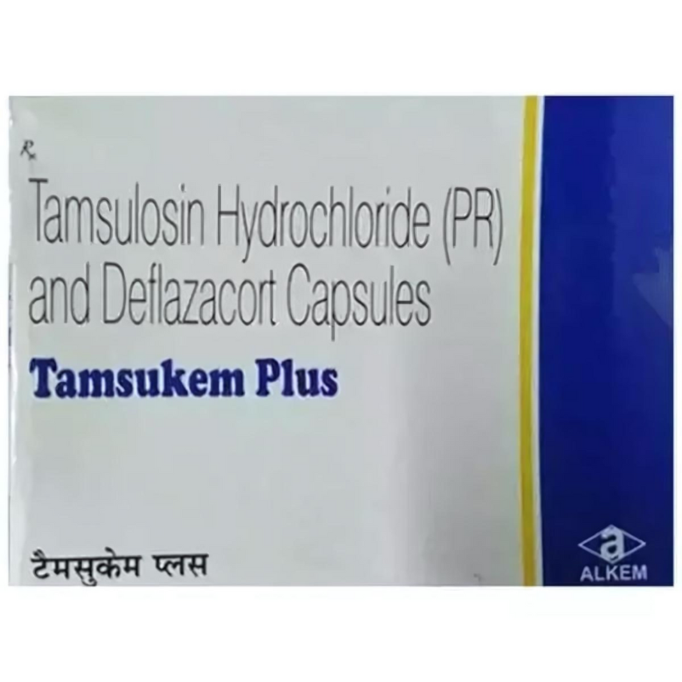 Tamsukem Plus Tablet is a combination of two medicines used in to treat kidney stones. It relaxes the bladder and reduces pai