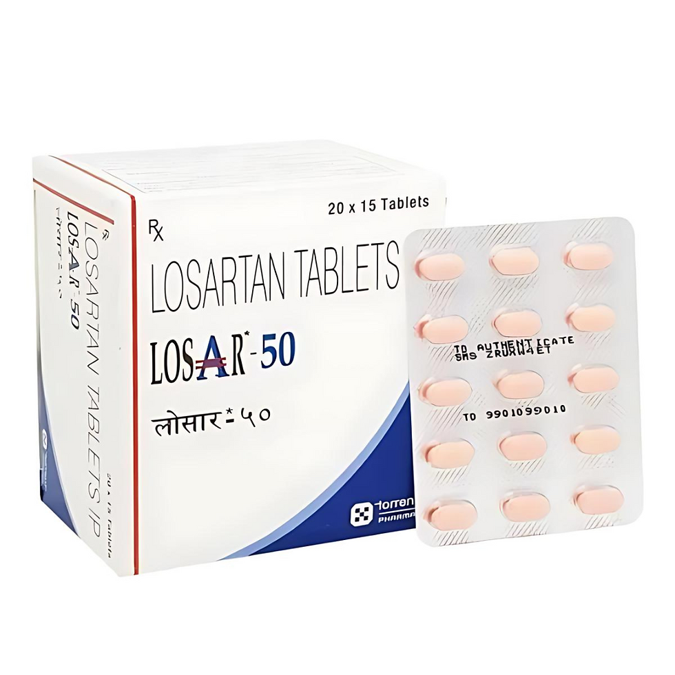 Losar 50 Tablet is a medicine used to treat high blood pressure and heart failure.