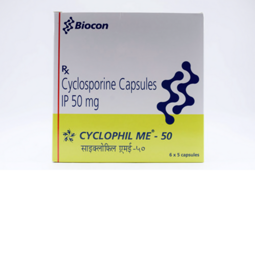 Cyclophil ME 50 Capsule is used to prevent the body from rejecting a new organ after a liver, kidney, heart transplant, or bo
