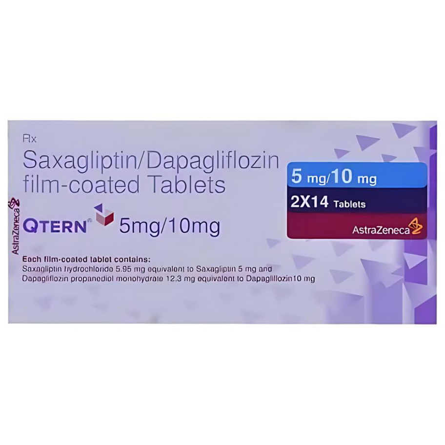 QTERN TABLET (SAXAGLIPTIN/DAPAGLIFLOZIN) is a dual-action oral medication used to manage Type 2 Diabetes Mellitus. It combine