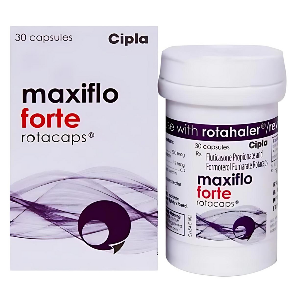 Maxiflo Forte Rotacap is used in the treatment of asthma (wheezing and shortness of breath) and chronic obstructive pulmonary
