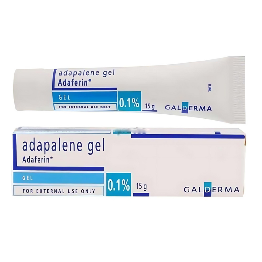 Adaferin 0.1% Gel contains Adapalene 0.1%, a topical retinoid that targets acne at its root by clearing clogged pores and red