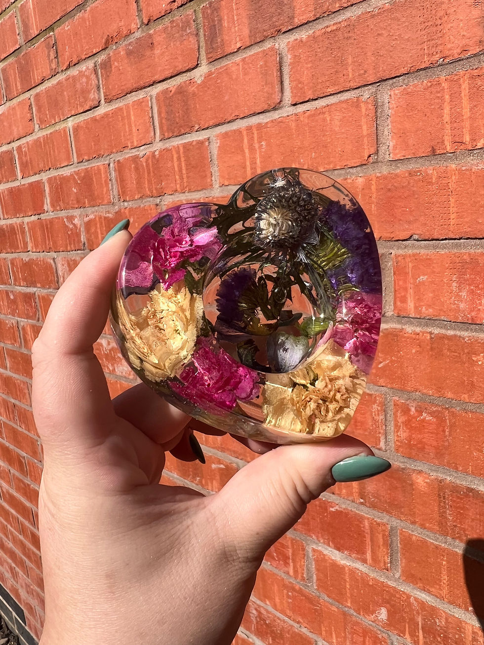 Thumbnail: Heart Tea Light Holder - Resin Flower Preservation - Funeral Flower Preservation