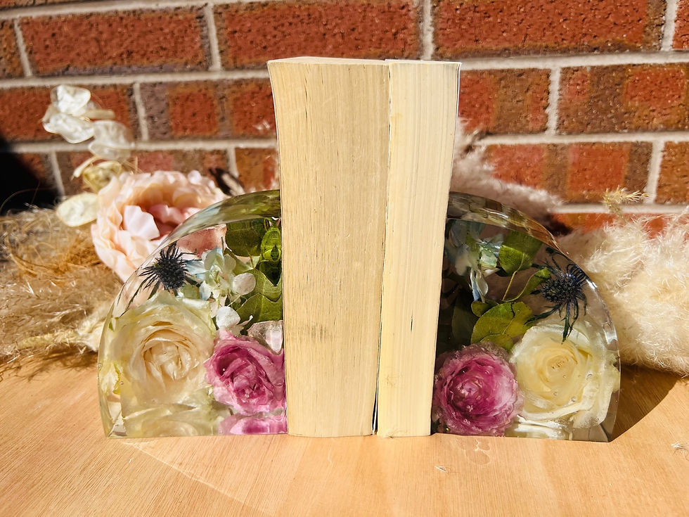 Thumbnail: Pair of Resin Bookends - Wedding Flower Preservation - Resin Flower Preservation