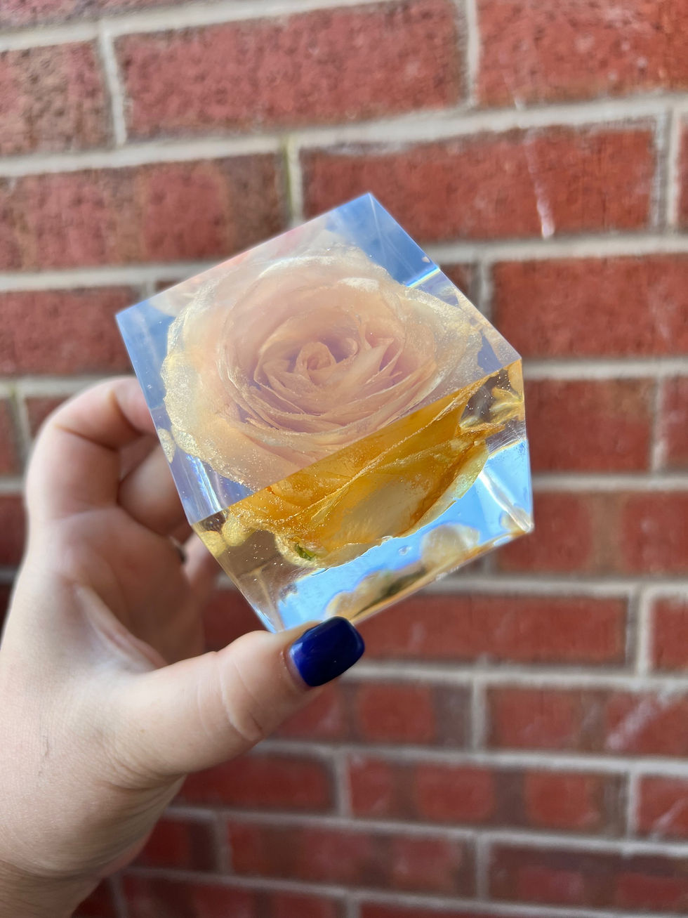 Thumbnail: 6cm Cube - Resin Flower Preservation -Wedding & Funeral Flower Preservation