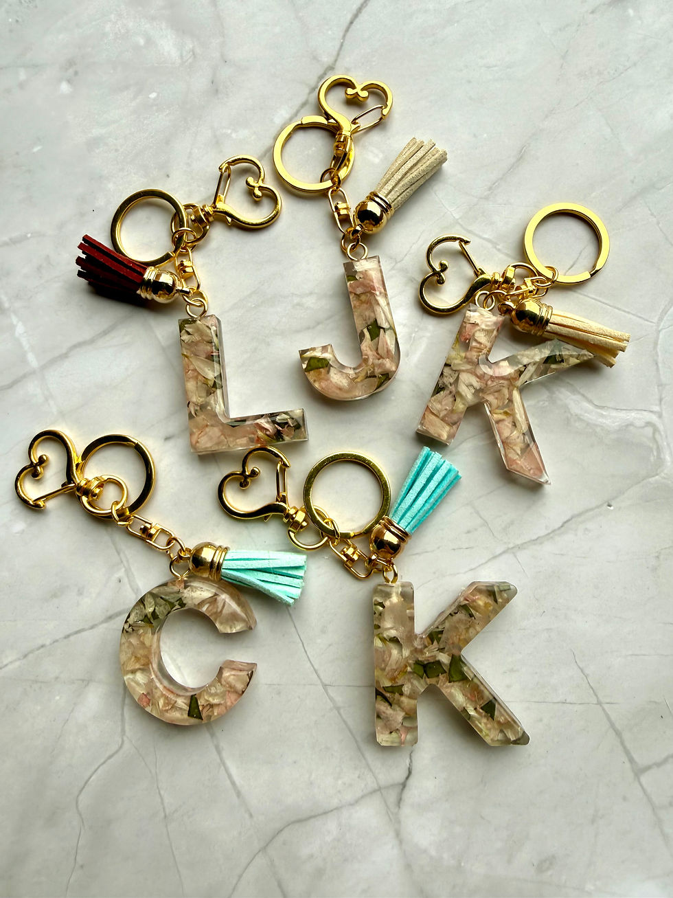 Thumbnail: Flower Initial Keyrings