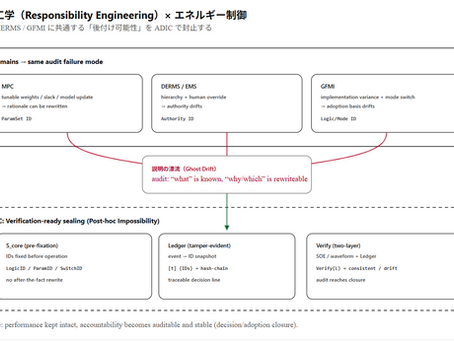 エネルギー制御の“監査不能”を終わらせる責任工学 —— MPC・DERMS・GFMIを貫くADIC