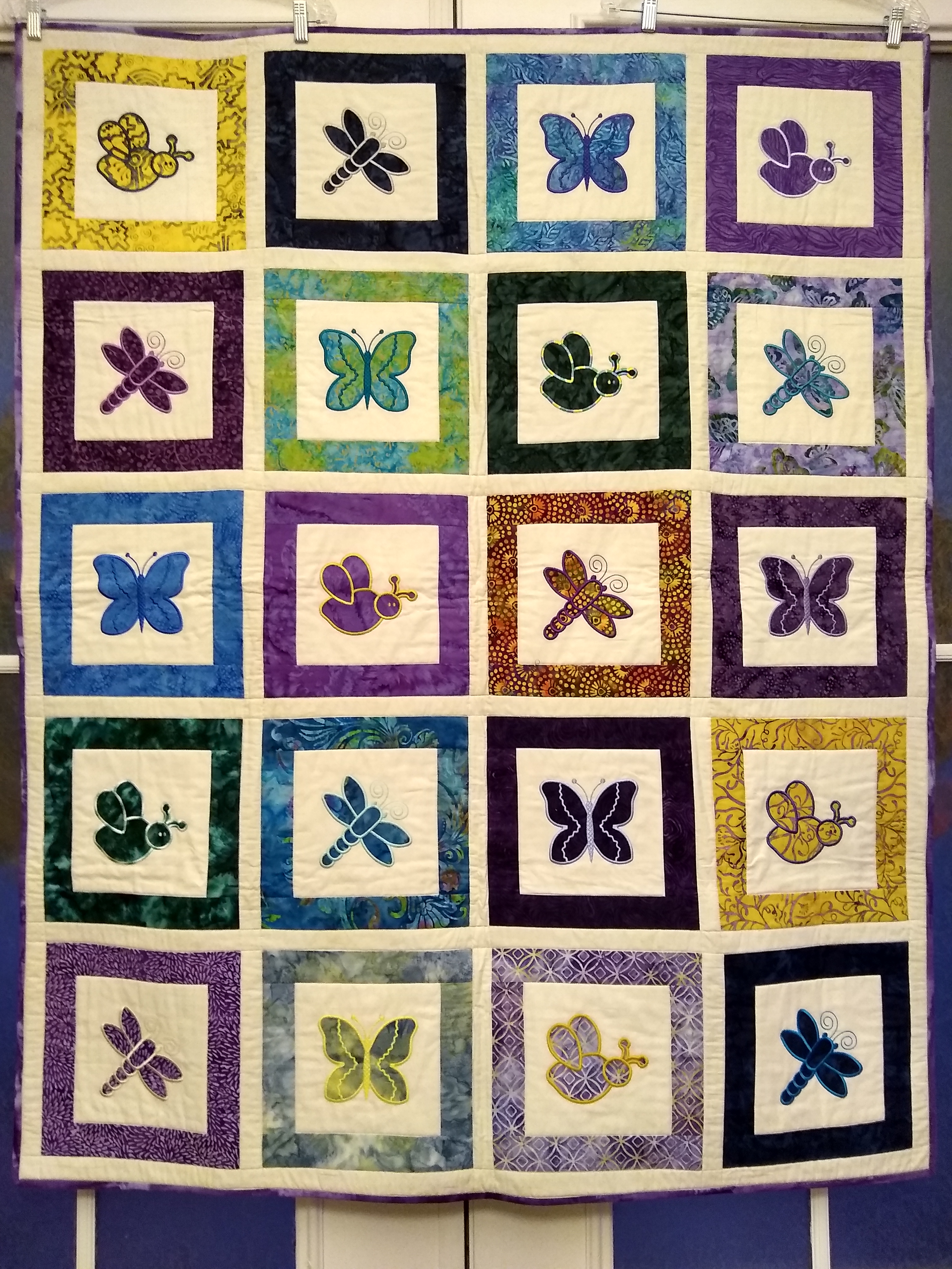 Butterfly, dragonfly, bee quilt